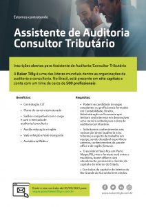 Baker Tilly RS procura por assistente de auditoria e consultor tributário