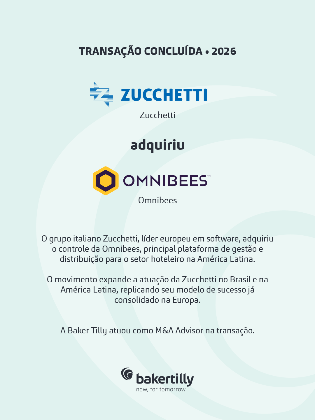 Baker Tilly assessora Zucchetti na aquisição do controle da Omnibees